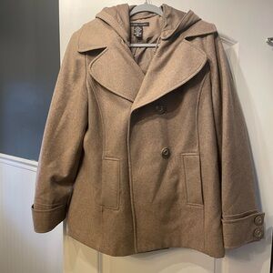 New York & Company Wool Blended Hooded Peacoat